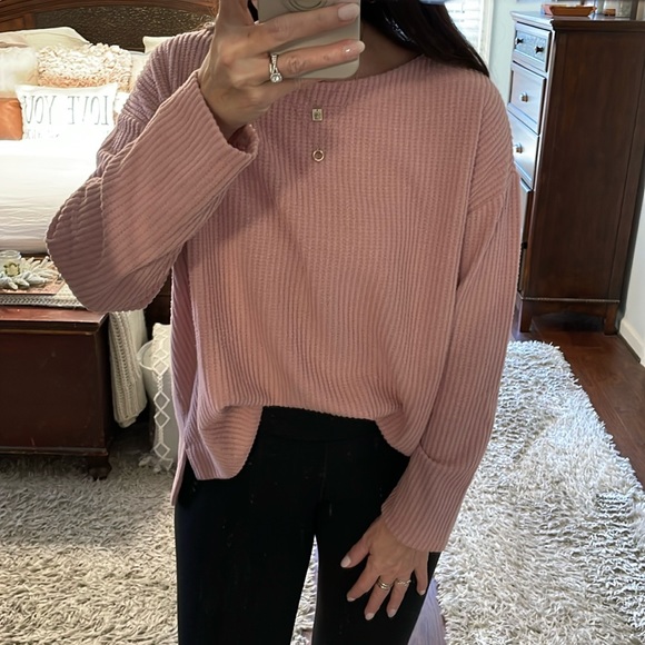 Splendid Dusty Rose Thermal Waffle Knit Top Size XXL - Picture 3 of 11